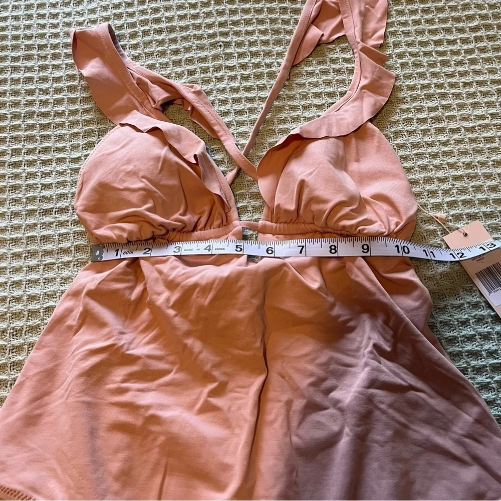 MNWT Eberjey Womens Pink Grayson So Solid Ruffle Straps One Piece Swimsuit
